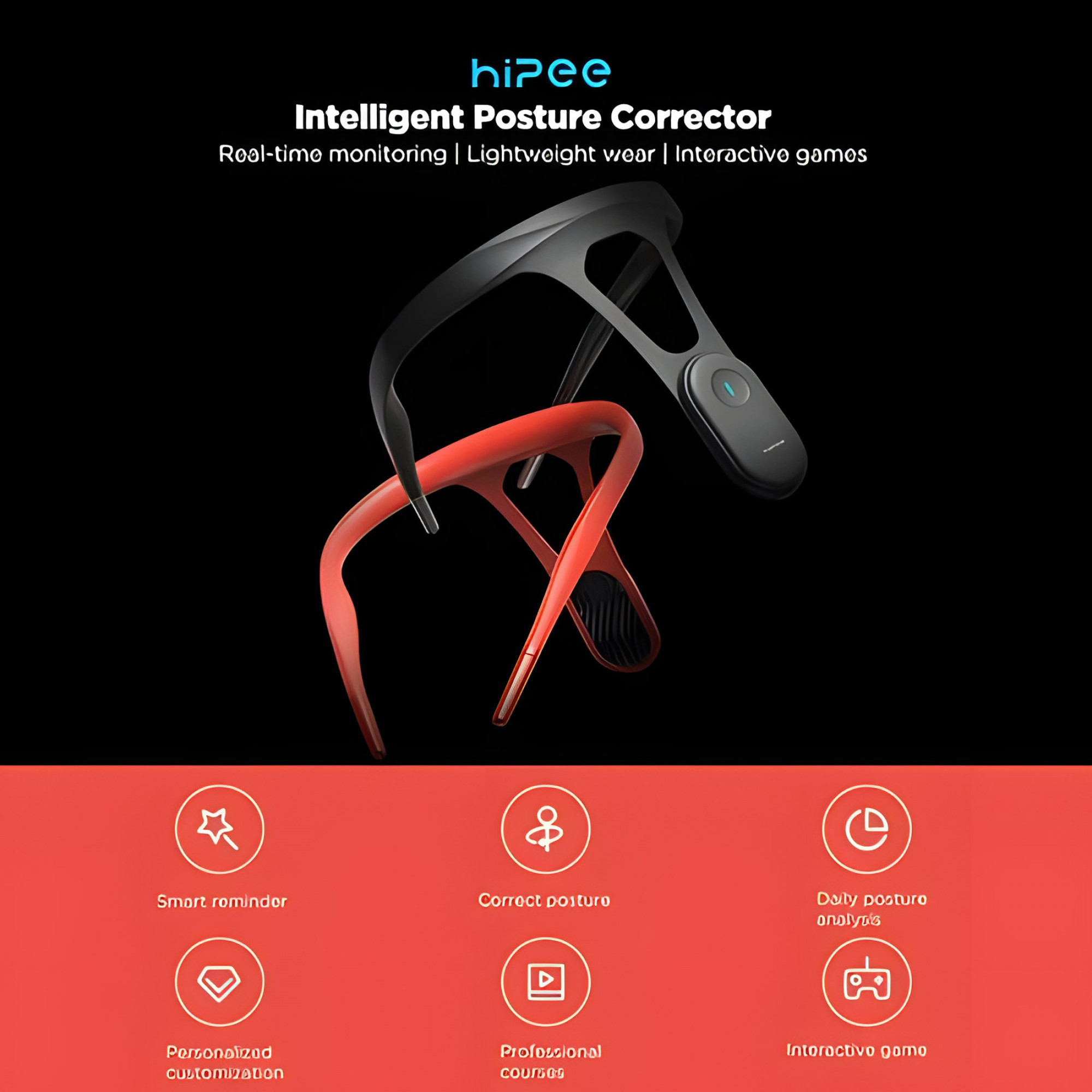 Розумний коректор постави Hipee Smart Posture Trainer з AI аналізом